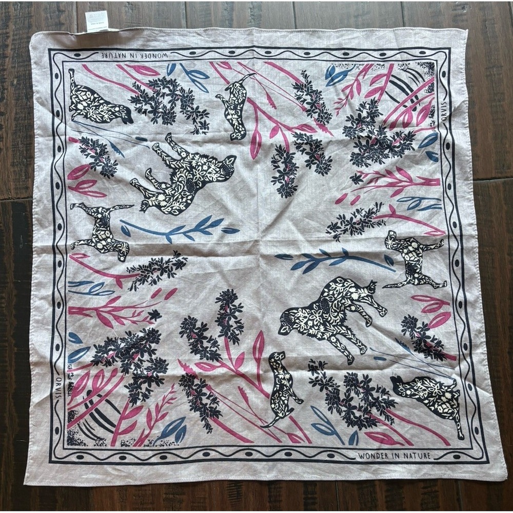 Orvis Bandana Handkerchief Purple Wonder in Nature Dogs Square 20"X20" Cotton